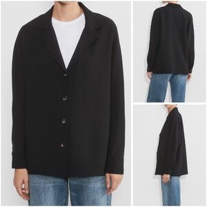 Wilfred Aritzia Freeform Shirt XXS Black Relaxed Japanese Crepe Button-up Shirt
